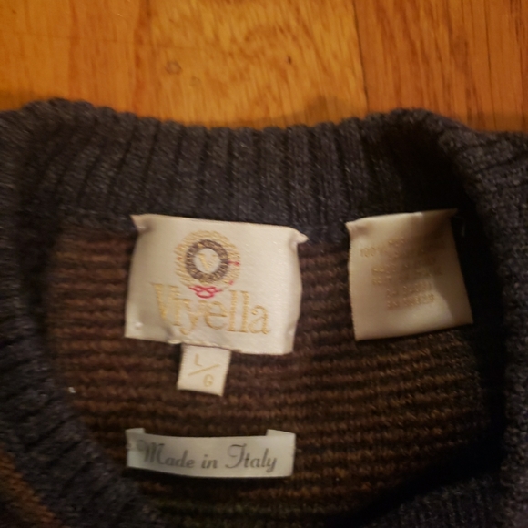 VIYELLA Men’s Sweater Rare 100% Merino Wool Multicolored Large Made In Italy - Picture 2 of 5